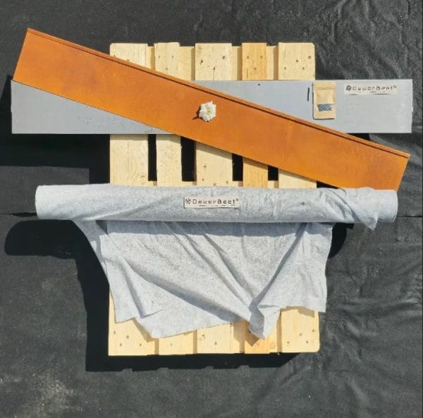 Hohes DauerBeet™ 20 cm Corten-Set – 15 m + 20 m² Unkrautvlies 120 g